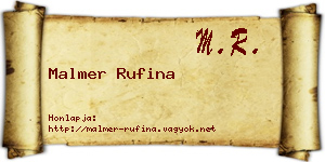 Malmer Rufina névjegykártya